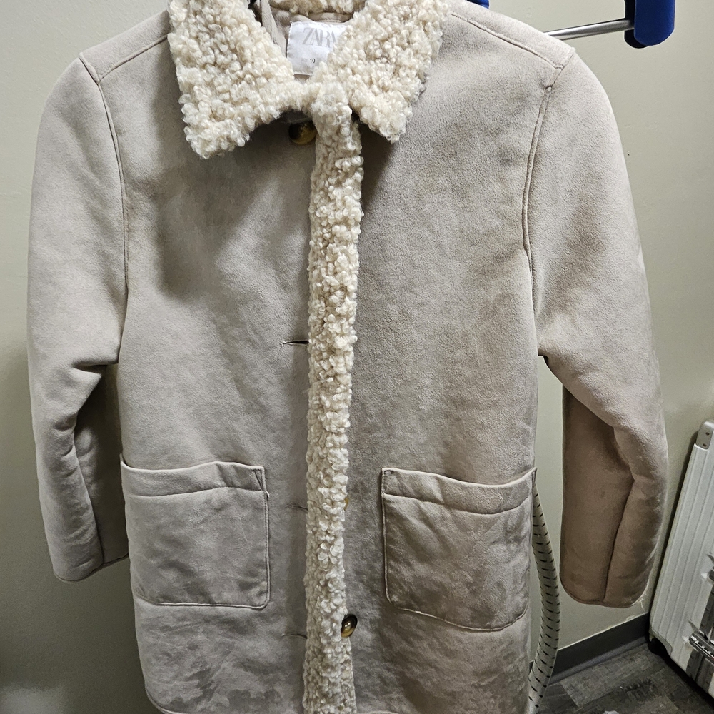 Zara Beige Sherpa Lined Coat